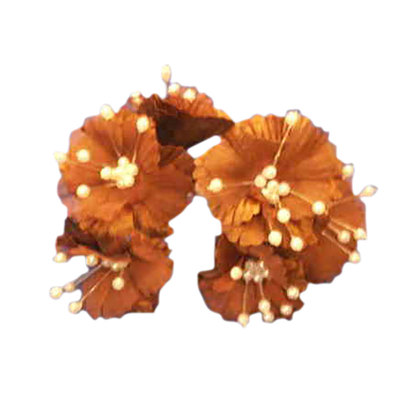 36 Silk Daisy Flower Favor Picks With Center Pearls - Brown