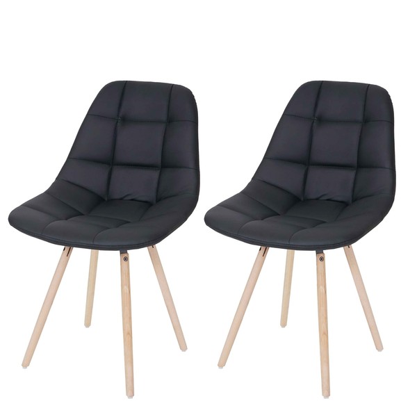 2Er-Set KüChenstuhl HWC-A60 Ii, Stuhl Esszimmerstuhl, Retro, Kunstleder Schwarz-image