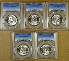 1959 PCGS MS65 FBL Franklin Half Dollar - 100% Blazing White