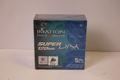 Imation for Mac 3.5 Diskettes Super Disk Superdisk Sealed 120MB case of 5