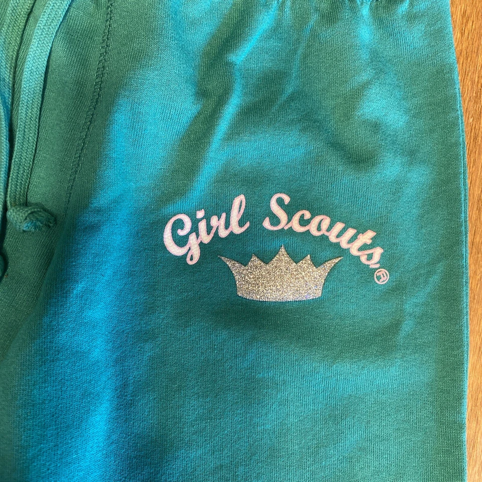 Girl Scouts Traditional Green Girl's Tie Waist Wide Leg Sweatpants/small EUC - Image 2 of 4