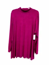 NWT Lane Bryant Women's Magenta 22/24 Ribbed Mock Neck Swing Tunic Top       B11