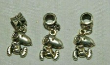 Lot of 8 Snoopy Dangle Charms, Silver color