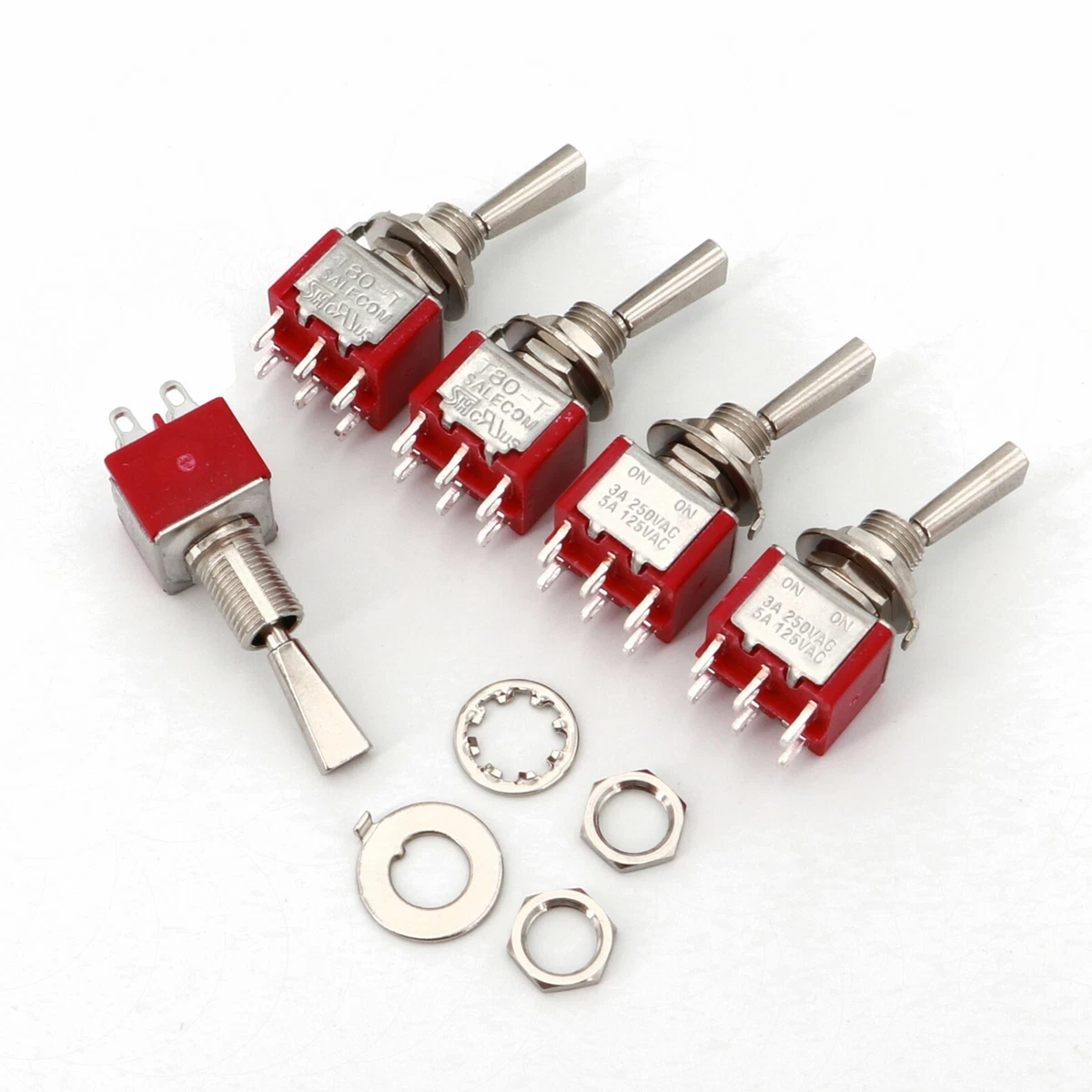 5Pcs SH 6Pin DPDT ON ON 2Position Flat Handle Toggle Switch for Remote Control