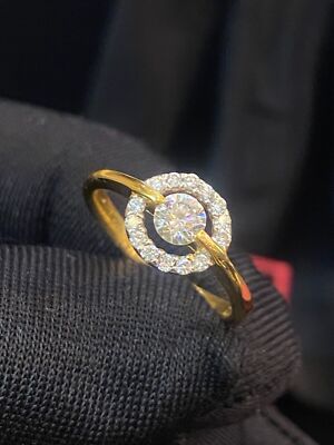 Pave 0.50 Cts Round Brilliant Cut Diamonds Solitaire Engagement Ring In 14K Gold