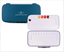 Mijello Double Decker Watercolor Palette, 30 Wells, Teal, 13.25" x 6.75"