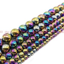 Genuine 6/8/10mm Multicolor Hematite Round Gemstone Loose Beads 15" Strands