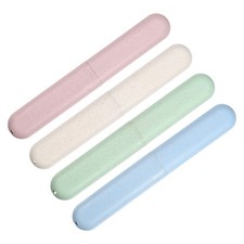 4pcs Toothbrush Holders Case Green Blue Beige Pink 8.07''x1.22''x0.83''