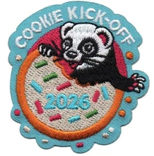 Girl COOKIE KICK OFF '26 Party Fun Patches Badges SCOUT GUIDE Selling Event