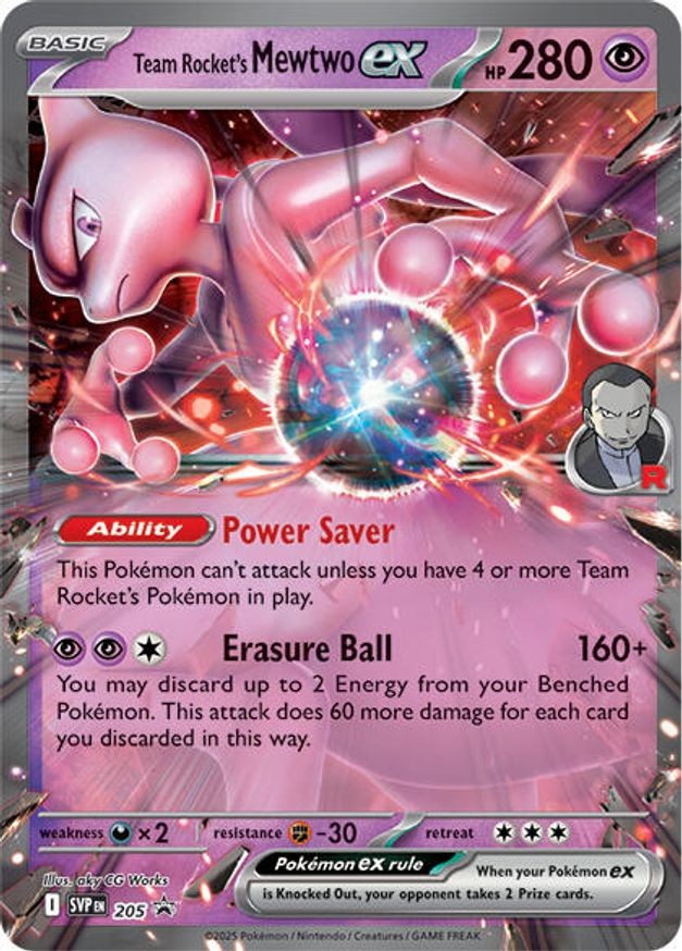Team Rocket's Mewtwo ex (205/296) Scarlet & Violet Black Star Promos NM HOLO