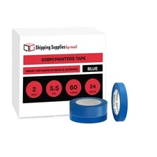 Blue Painters Tape 2" x 60 Yards 5.5 Mil Premium Masking Adhesive Tape 24 Rolls