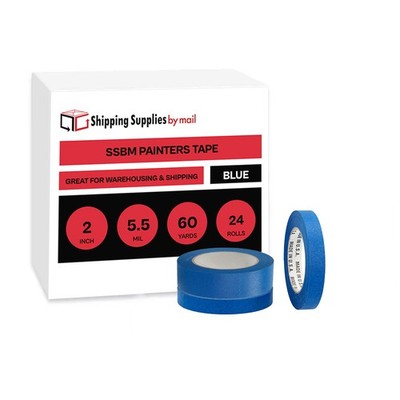 Blue Painters Tape 2'' x 60 Yards 5.5 Mil Premium Masking Adhesive Tape 24 Rolls