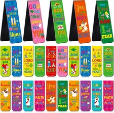 48 Pcs Christian Bookmarks for Kids Bible Verses Magnetic Bookmarks Religious...