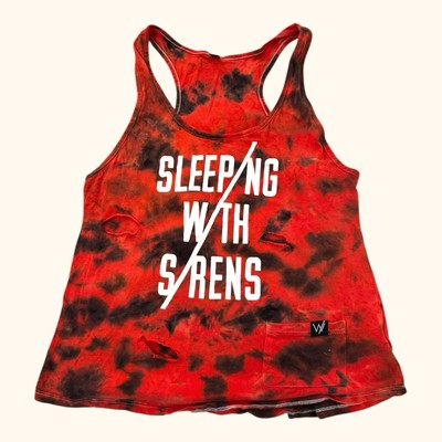 Sleeping With Sirens Women s Red Tie Dye Racer Back Tank Top L Band Metal Flaws