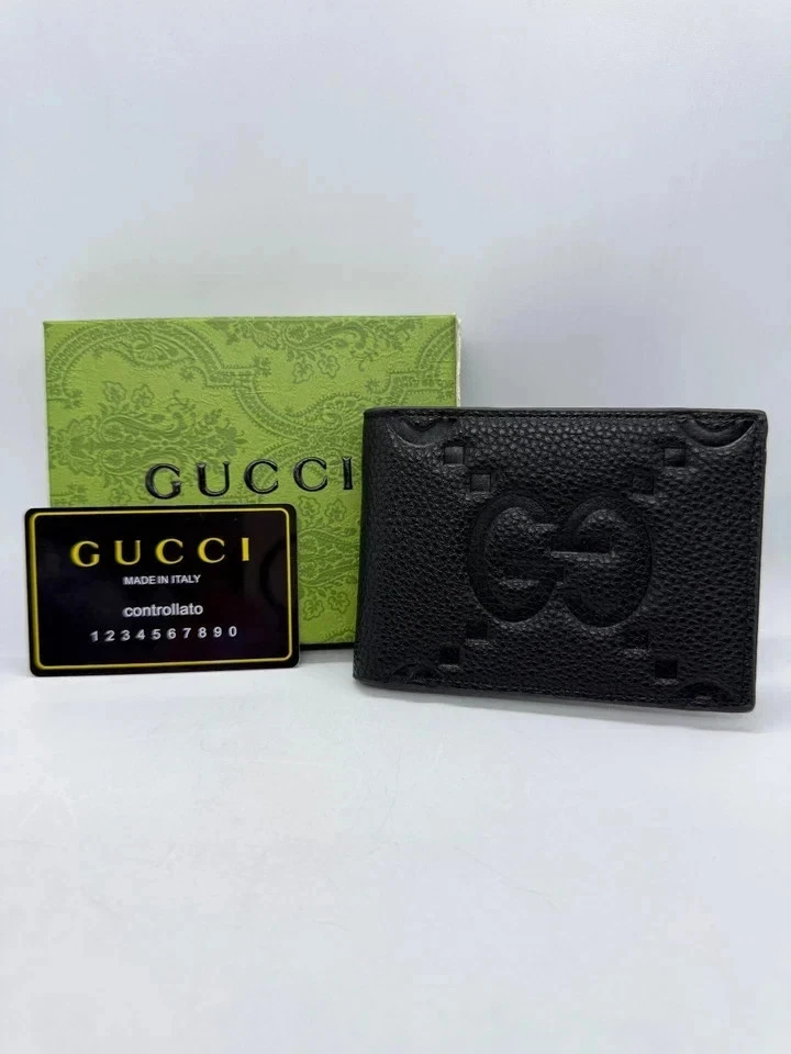 Luxury Gucci Bi-Fold Gucci Pattern Black Limited Edition Leather Wallet - Image 4 of 4