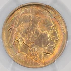 1913 T1 Type 1 5C Buffalo Nickel PCGS MS63 - Lovely Peripheral Toning