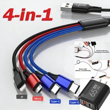 4 in1 Multi USB Charging Cable Fast Charger Cord For iPhone/Samsung/Type C/Micro