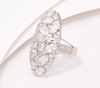Affinity Gems Sterling Silver White Topaz Cluster Ring Size 7