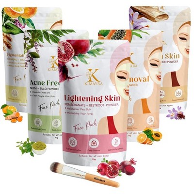 Kimayra Skin Care Combo Powder Face Pack for Natural Glowing Skin-375Gm (75G*5)
