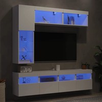 Tv-Wohnwand 7-Teilig Mit Led-Beleuchtung Weiß