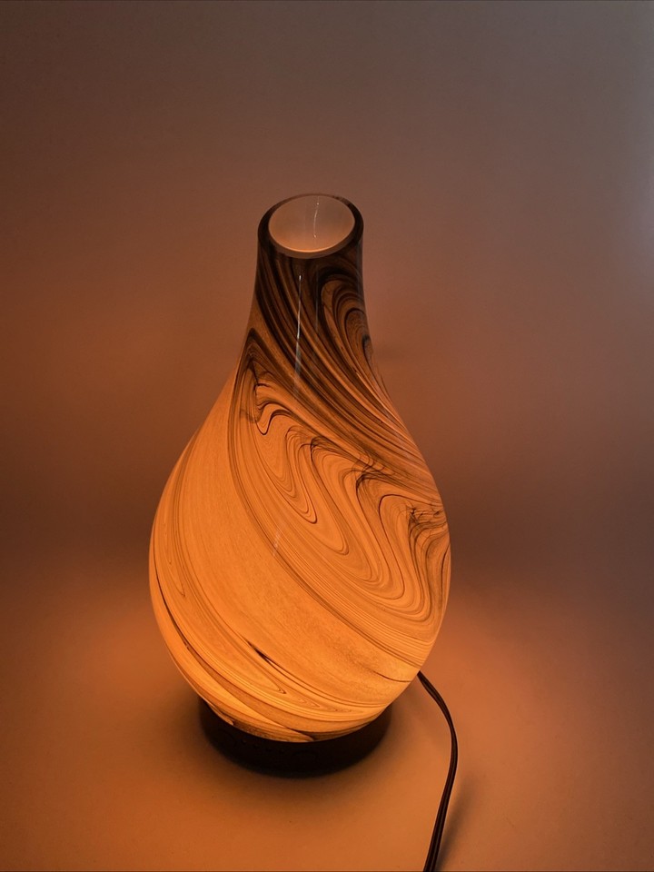 Intertek Diffuser Intertek Essential Oil Diffuser Gray Swirl Art Glass Black Base With ...