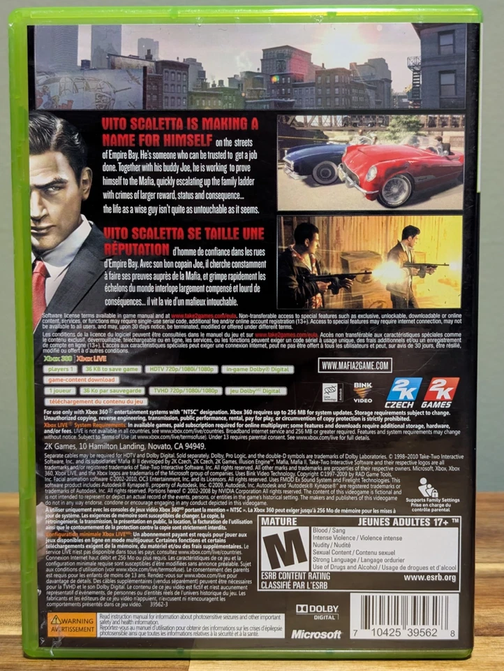 Mafia 2 II (Xbox 360,2010)  Excellent - Near Mint Disc! - Image 3 of 4