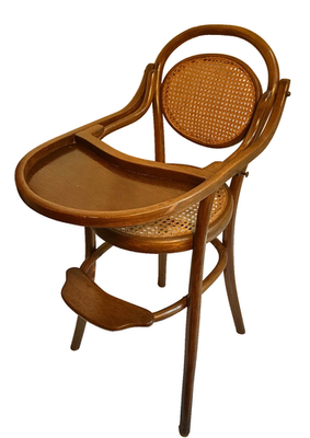 FISCHEL Art Nouveau Bentwood Child's High Chair with Folding Tray