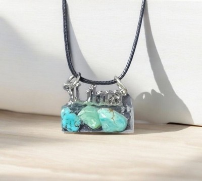 Cripple Creek Turquoise Zodiac Pendant Libra Artisan Made 18 Inch Rope Chain