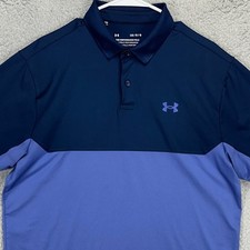 Under Armour The Performance Polo Shirt Mens Large Blue Colorblock Golf Rugby
