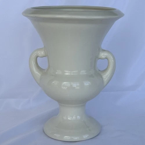 VTG Haeger 2001 Cream White Trophy Vase Double Two Handled Pottery Urn #744-08