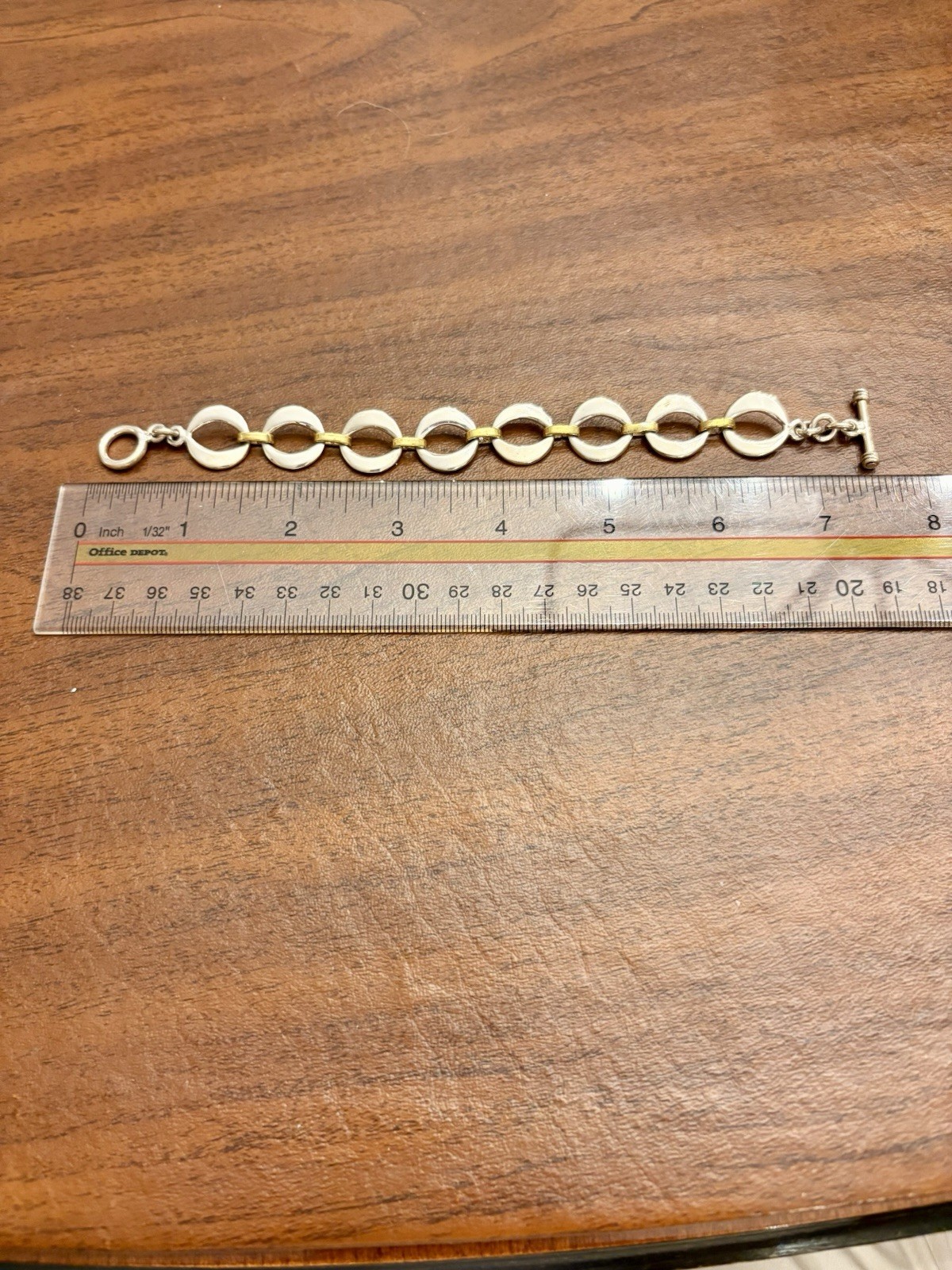 Solid Sterling Silver 925 and Brass Bracelet 7.5 … - image 3