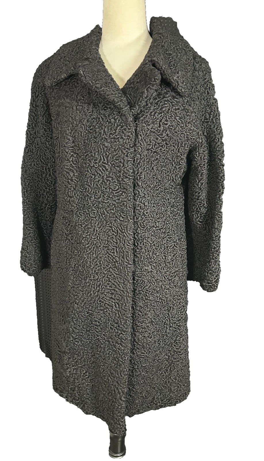 Vintage 60s Majestic Black Persian Curly Lamb Fur Coat