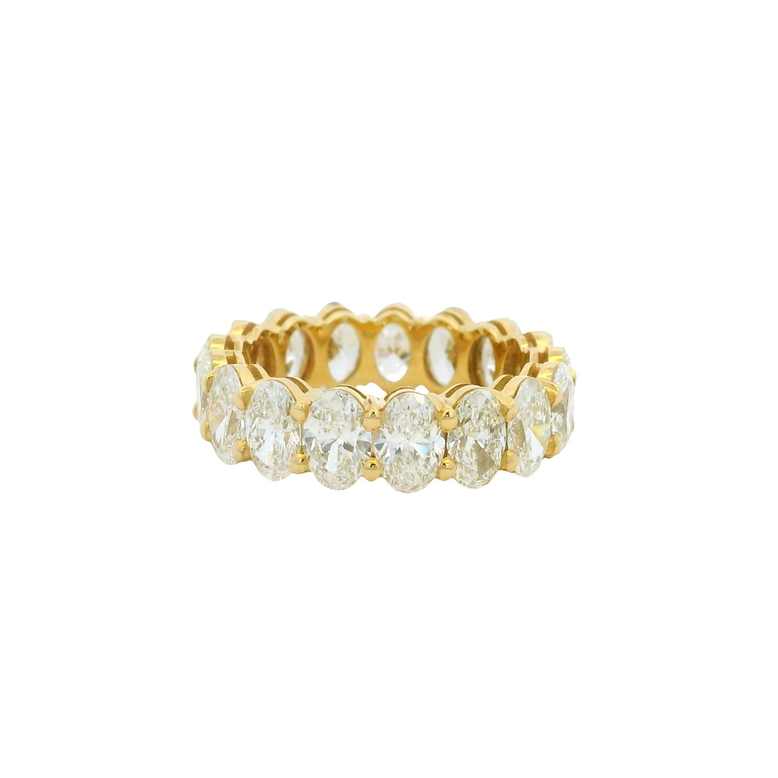 GIA 18K Yellow Gold Natural 5.46 Carat Oval Cut Diamond Eternity Ring