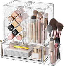 Modular Makeup Organizer, Clear Acrylic Cosmetic Storage Box with Drawer, Vanity