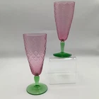 Elegant Depression Glass Pukeberg Turkey Tracks Parfaits Cranberry/Green