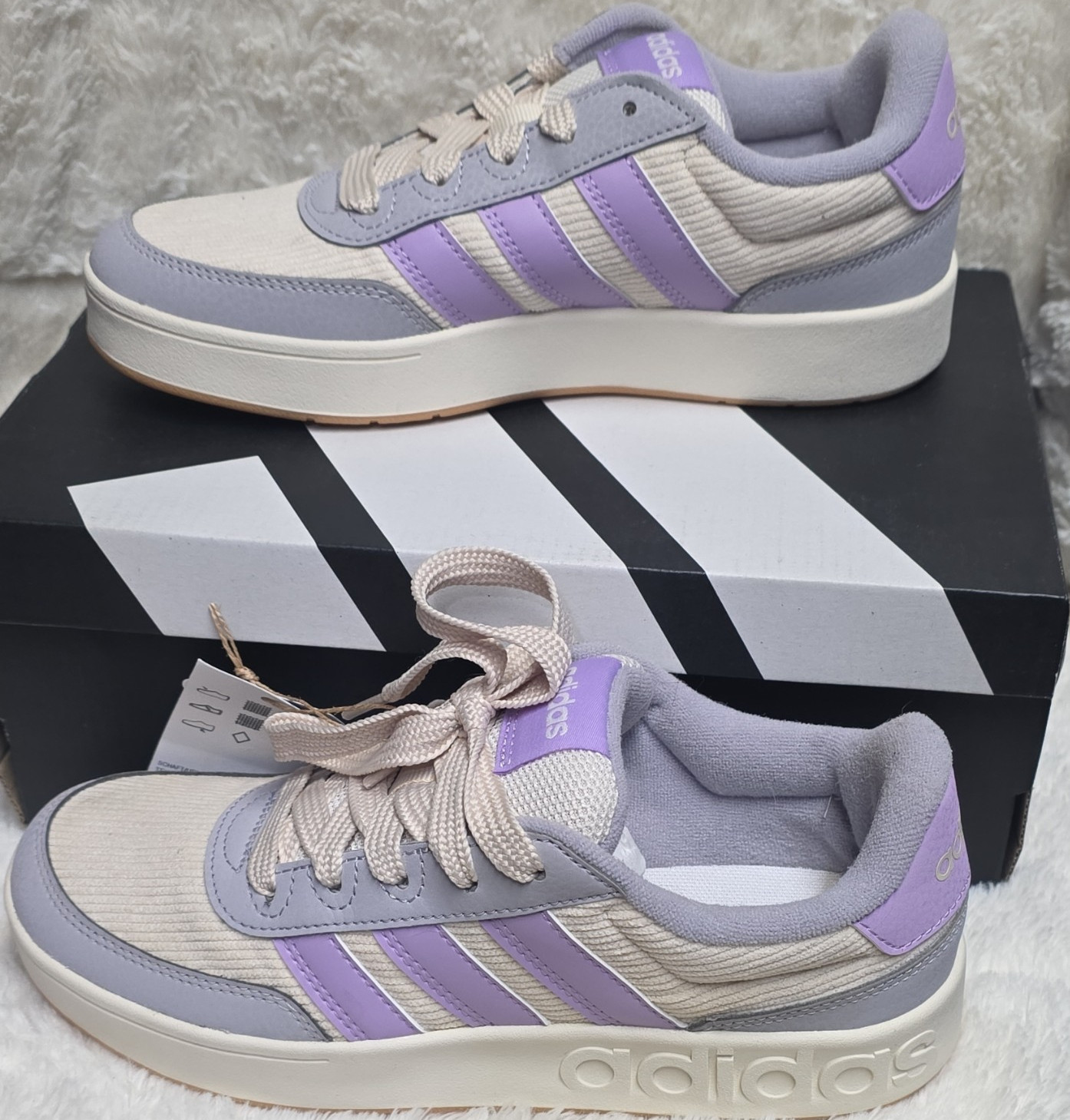 adidas Girls Purple Beige Gray Lace Up Comfort Flat Heel Sne