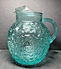 Vintage Anchor Hocking Lido Milano Ball Pitcher Aquamarine Teal with an Ice Lip