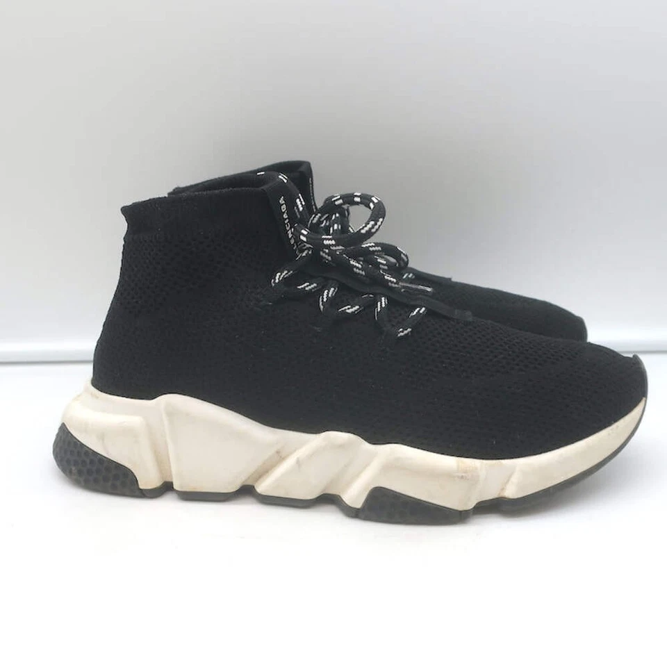 Balenciaga Speed Lace-Up Sock Sneakers Black Knit Size 38.5 - Image 3 of 4