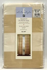 LINENS N THINGS MAJESTY DUPIONI SILK PLAID TAILORED PANEL Ivory Gold 42"x84" NIP