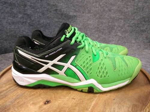Asics Gel Resolution 6 Tennis Pickleball Schuhe Sneaker grün schwarz Herren Größe 11,5