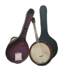 VTG Antique Vega Fairbanks 4 String Banjo N Resonator Orig Case Extra String 30"