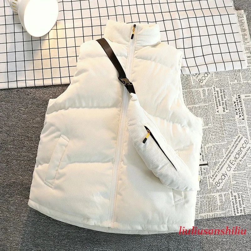 M-4XL Plus Size Men Winter White Big Size Vests Solid Padded Cotton Sleeveless