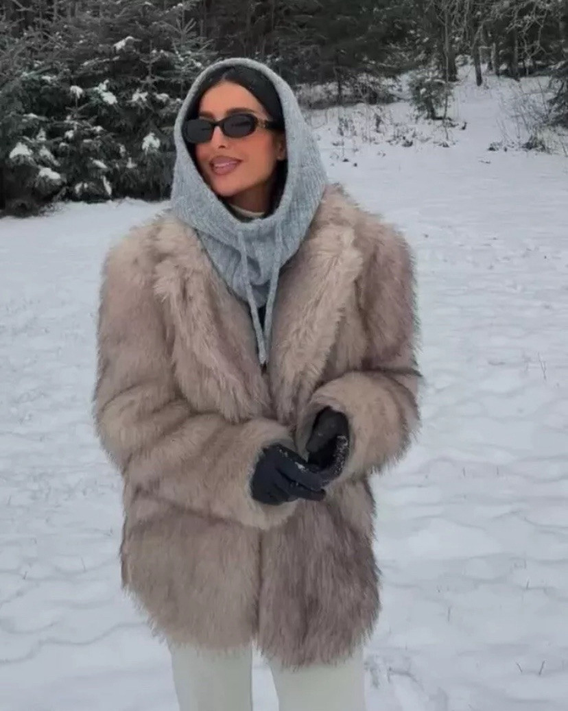 ALTRA ZARA CAPPOTTO PELLICCIA SINTETICA RISVOLTO COLLETTO TASCHE ECRÙ NUOVO FW24 25 TAGLIA XS REF 9941 870