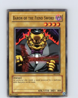 Yu-Gi-Oh TCG Baron Of The Fiend Sword SDY-036 Unlimited Common Card Played LP
