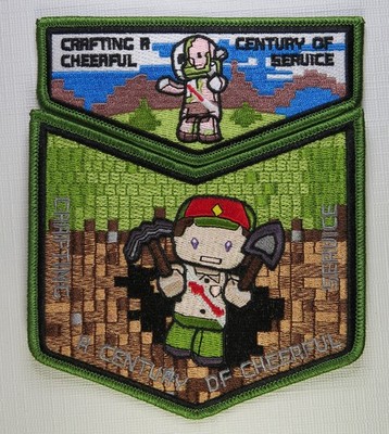 Minecraft Scout Themed OA Flap Patch Set Zombie Pig Man Cheerful Service Spoof