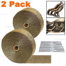 2 Pack 50ft 2inch Titanium Pipe Header Manifold Exhaust Heat Wrap Tape Ties