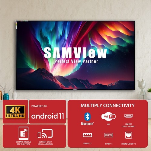 SAMVIEW UHD 4K Smart Digital 55" LED TV With Android OS V.11 With MYTV DVB-T2 - Picture 3 of 10