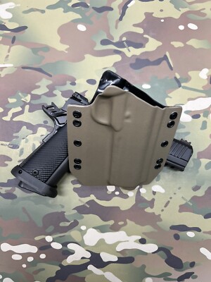Black Kydex OWB Holster For Rock Island TCM TAC Ultra 1911 5" - Right Hand Belt Mount