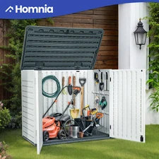 Resin Patio Deck Box 4.3x3.4 FT Lockable Outdoor Garden Bike Tools Storage Shed