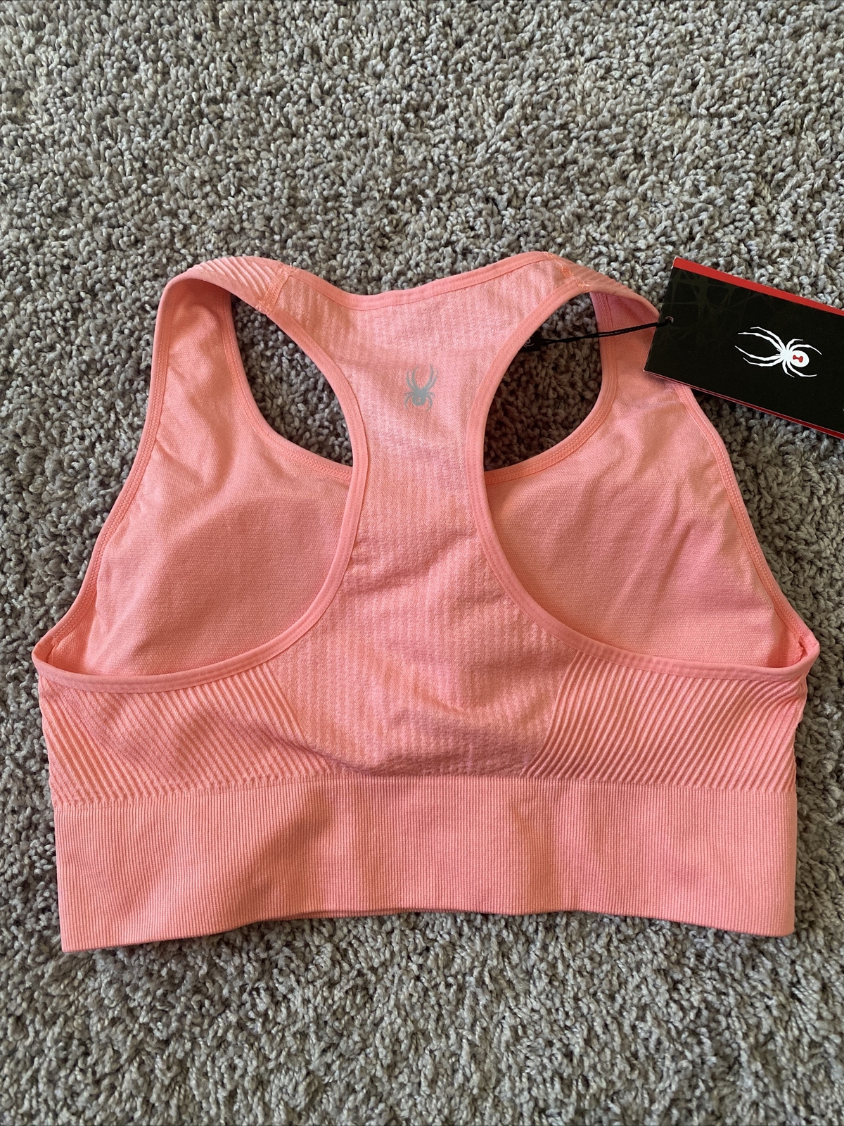 Womens Spyder Active Size Large Impact Racerback Sports Bra Orange Pink